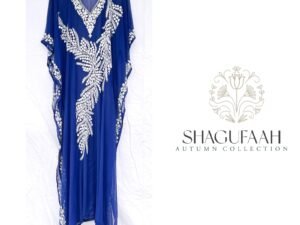 long blue chiffon kaftan dress