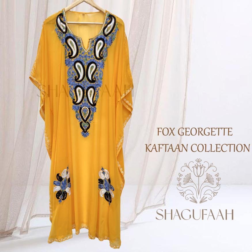 Yellow Georgette Kaftan Dress