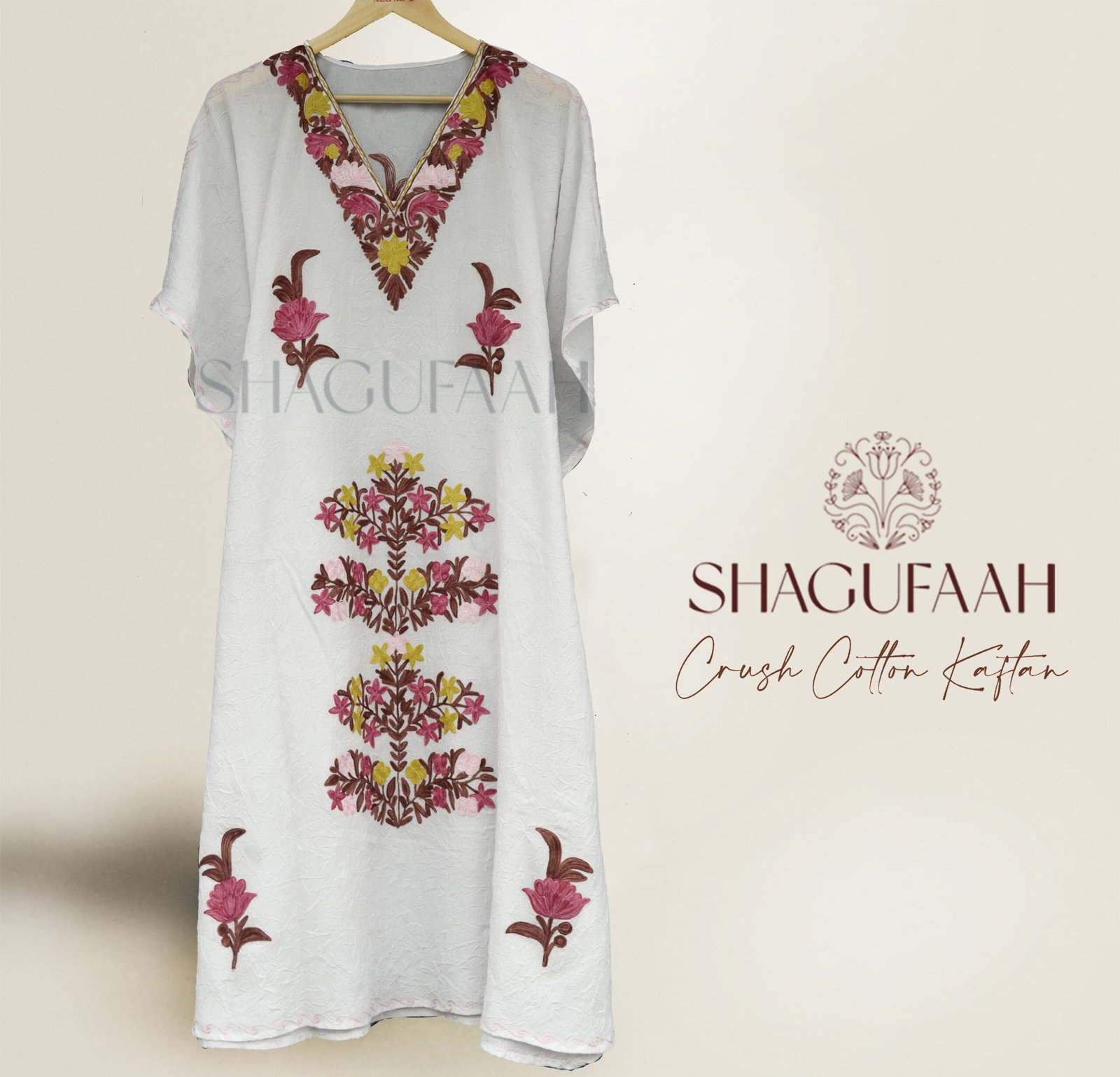 purple white crush cotton kaftan dress
