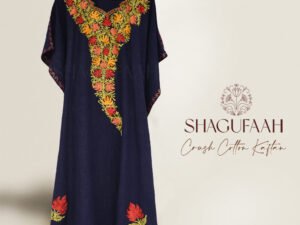 dark blue crush cotton kaftan dress