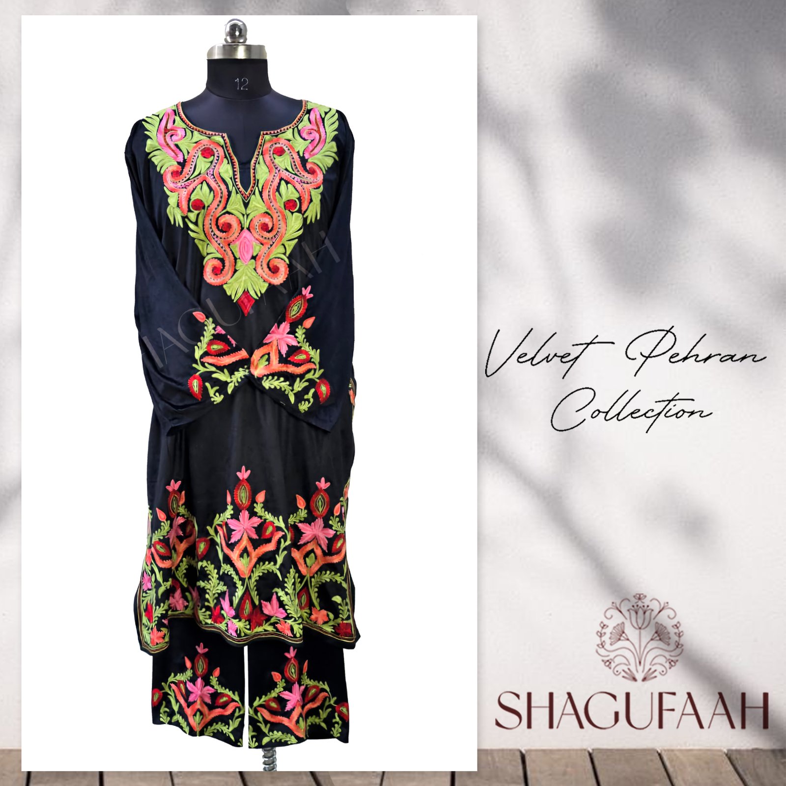 Black Velvet Pheran Co-Ords